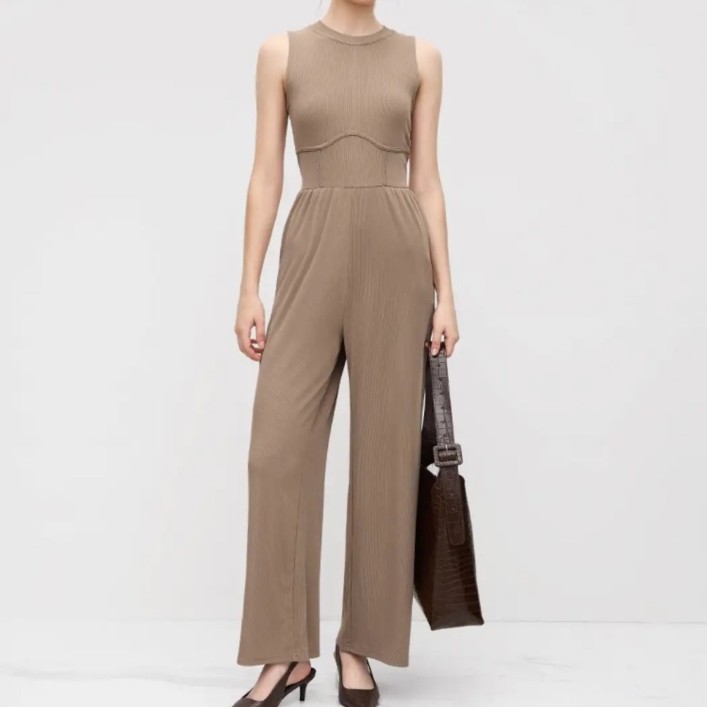 NWT Cider Taupe Sleeveless Jumpsuit